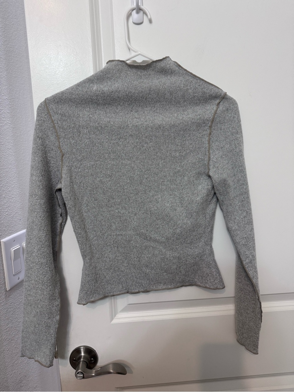 Paper Crane Heather Gray Mock Neck Seam-Accent Sweater - Picture 2 of 4